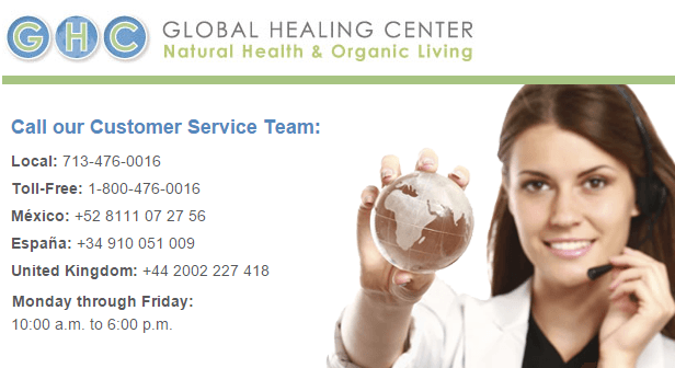 Global Healing Center - customer support banner