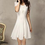 Fashion Street - Short-Sleeved Chiffon Dress